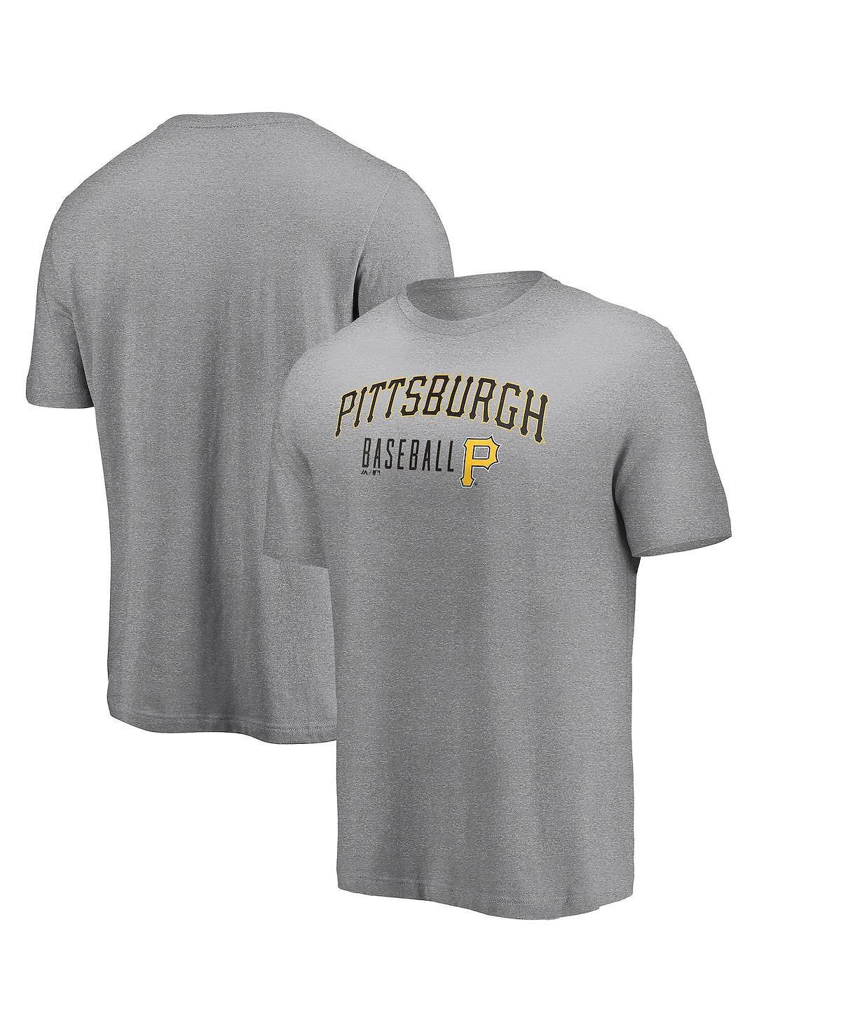 

Мужская серая меланжевая футболка pittsburgh pirates open opportunity Majestic, серый