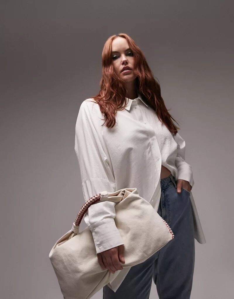 

Белая рубашка из сирсакера Topshop Curve