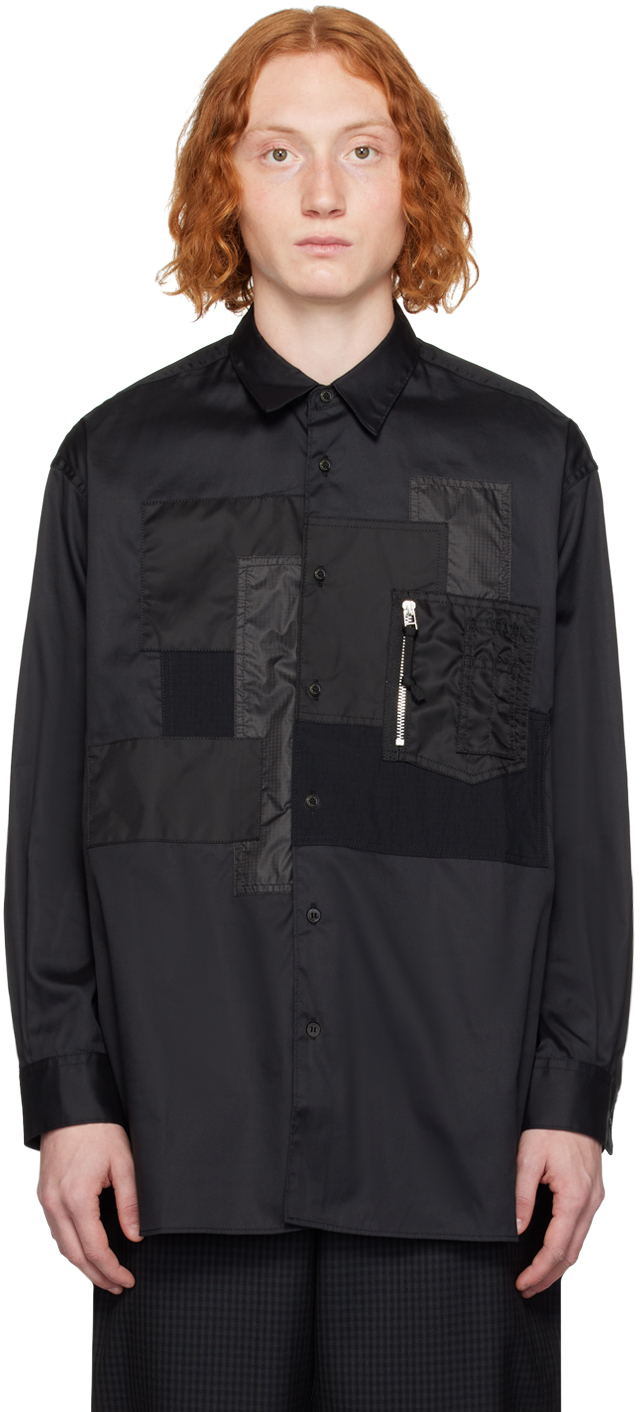 

Черная рубашка с нашивками Comme des Garçons
