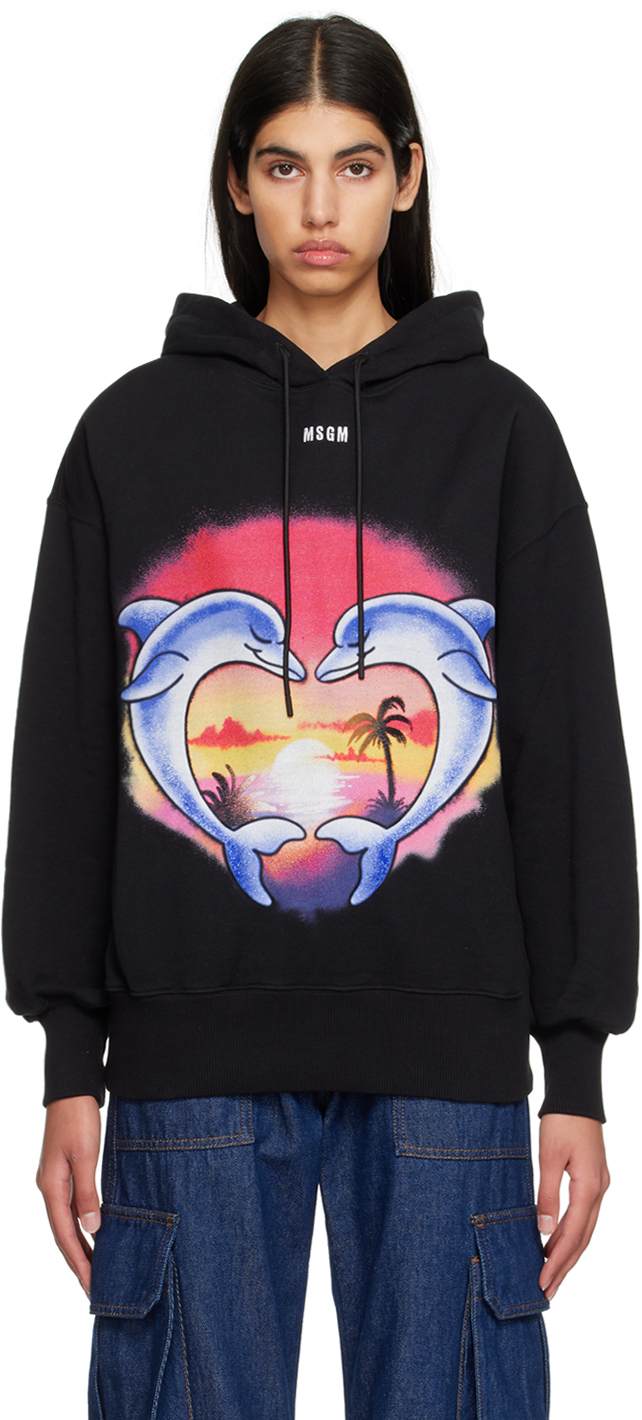 

Черный худи с принтом \дельфин\"" MSGM