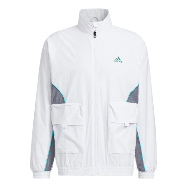 

Куртка Adidas Logo Printing Pattern Splicing Stand Collar Zipper White, Белый