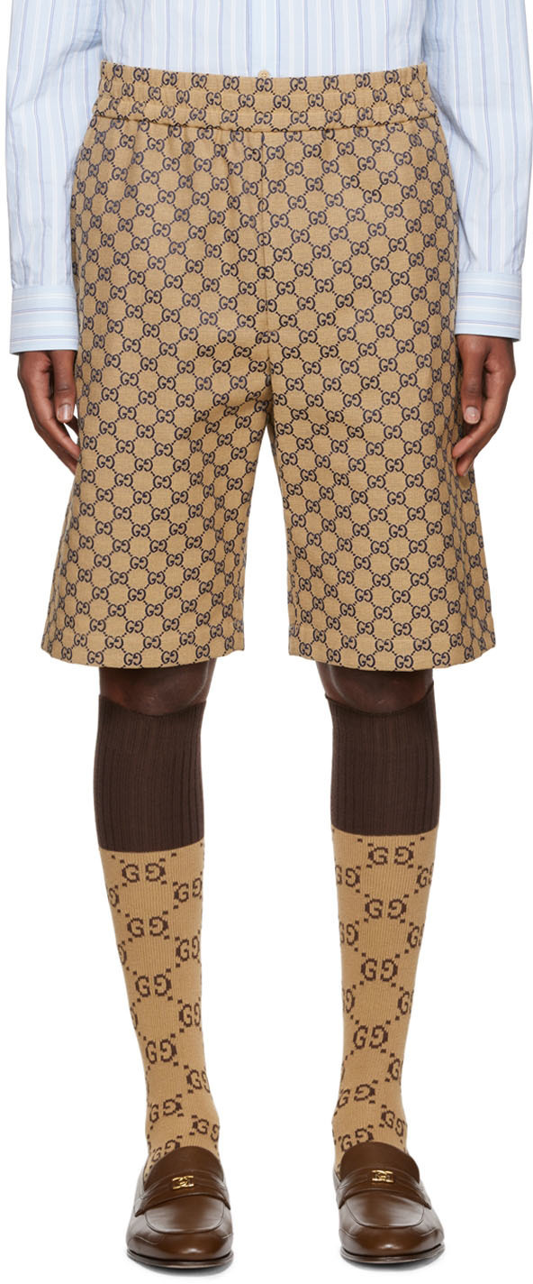 

Бежевые жаккардовые шорты с узором GG Gucci