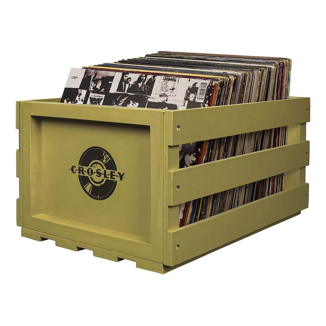 цена Ящик Crosley Record Storage Crate Sage для пластинок до 75шт