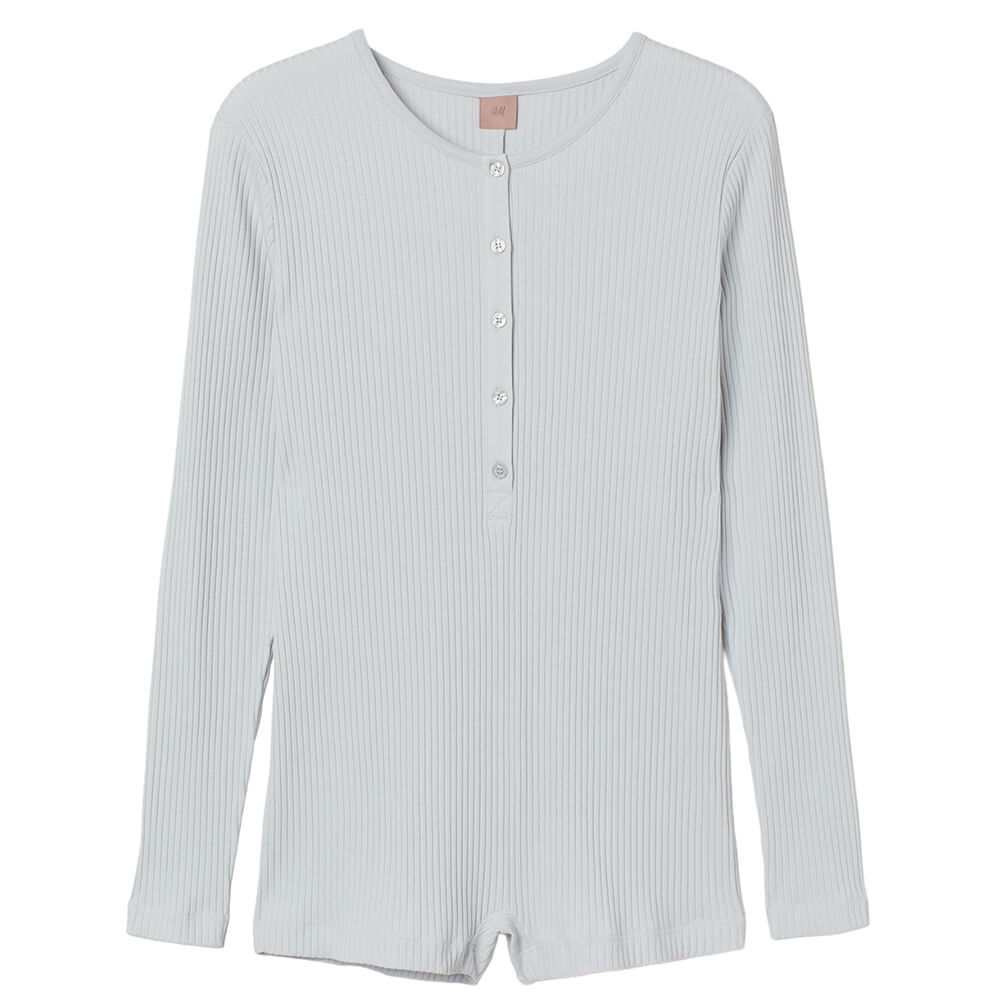 

Комбинезон H&M+ Ribbed Modal-blend Romper, голубой лед