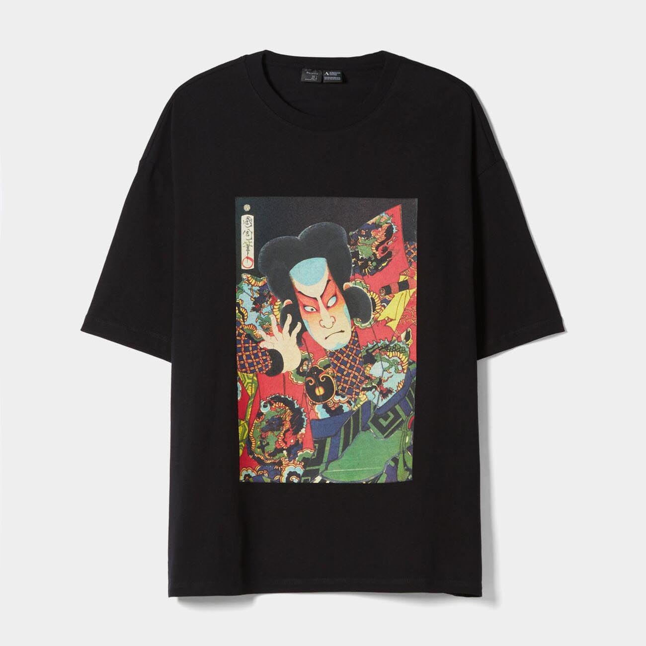 

Футболка Bershka Art Series Print Short Sleeve, черный