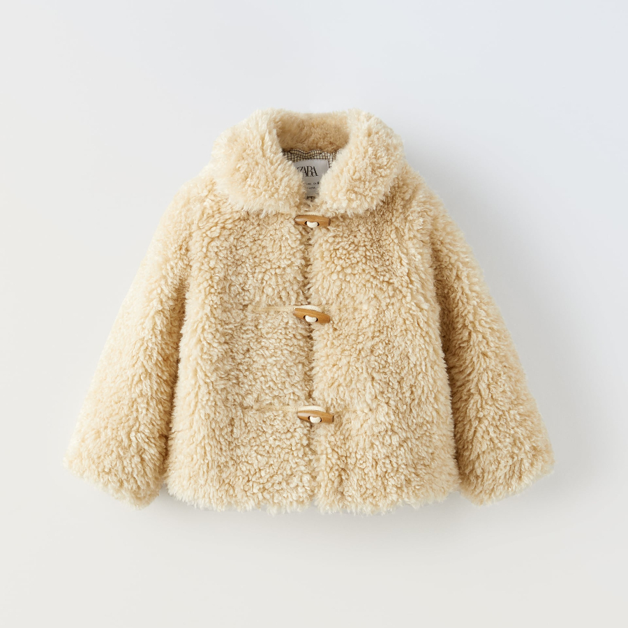 

Куртка для девочки Zara Faux Shearling Toggle, экрю