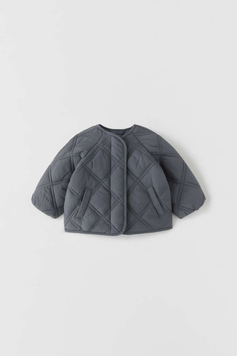 

Стеганая куртка с алмазом ZARA, серо-голубой