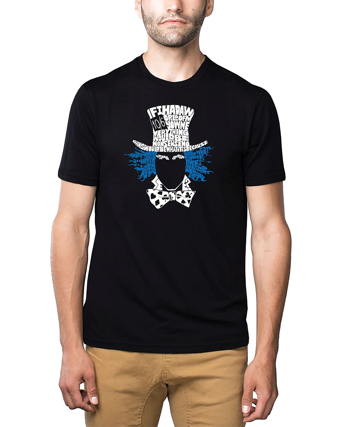 Мужская футболка premium blend word art - безумный шляпник LA Pop Art, черный
