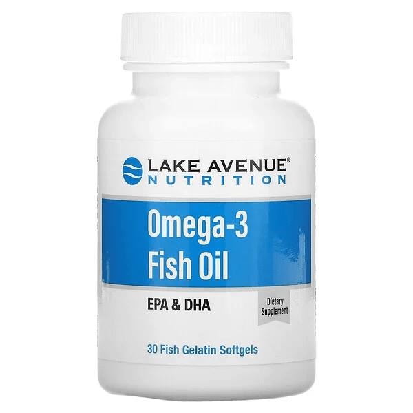 Омега-3, рыбий жир, 30 капсул из рыбьего желатина, Lake Avenue Nutrition омега 3 6 9 рыбий жир mychoice nutrition капсулы 90шт