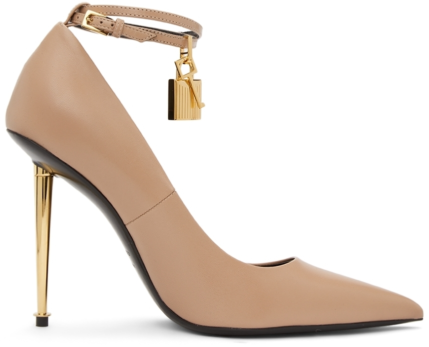 

Бежевые туфли на каблуке 105 Padlock из козьей кожи TOM FORD