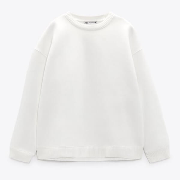 

Свитшот Zara Ribbed Oversize, желтовато-белый