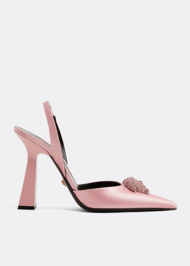 Туфли VERSACE La Medusa slingback pumps, розовый заостренные туфли с ремешком на пятке