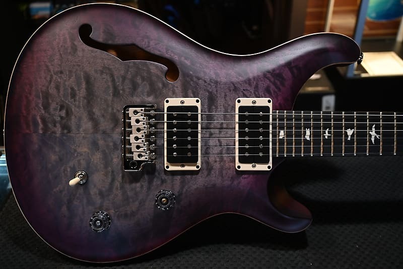 

PRS Wood Library CE 24 Полуажурное стеганое одеяло Faded Grey Black Purple Burst Satin #5356 CE 24 Semi-Hollow