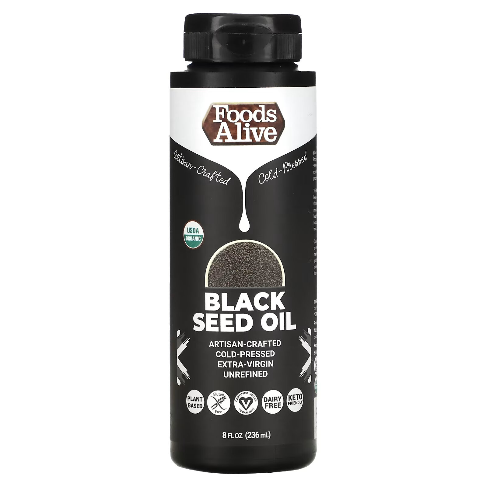 Foods Alive, органическое масло черного тмина, 236 мл (8 жидких унций) healths harmony органическое масло черного тмина 240 мл 8 жидк унций