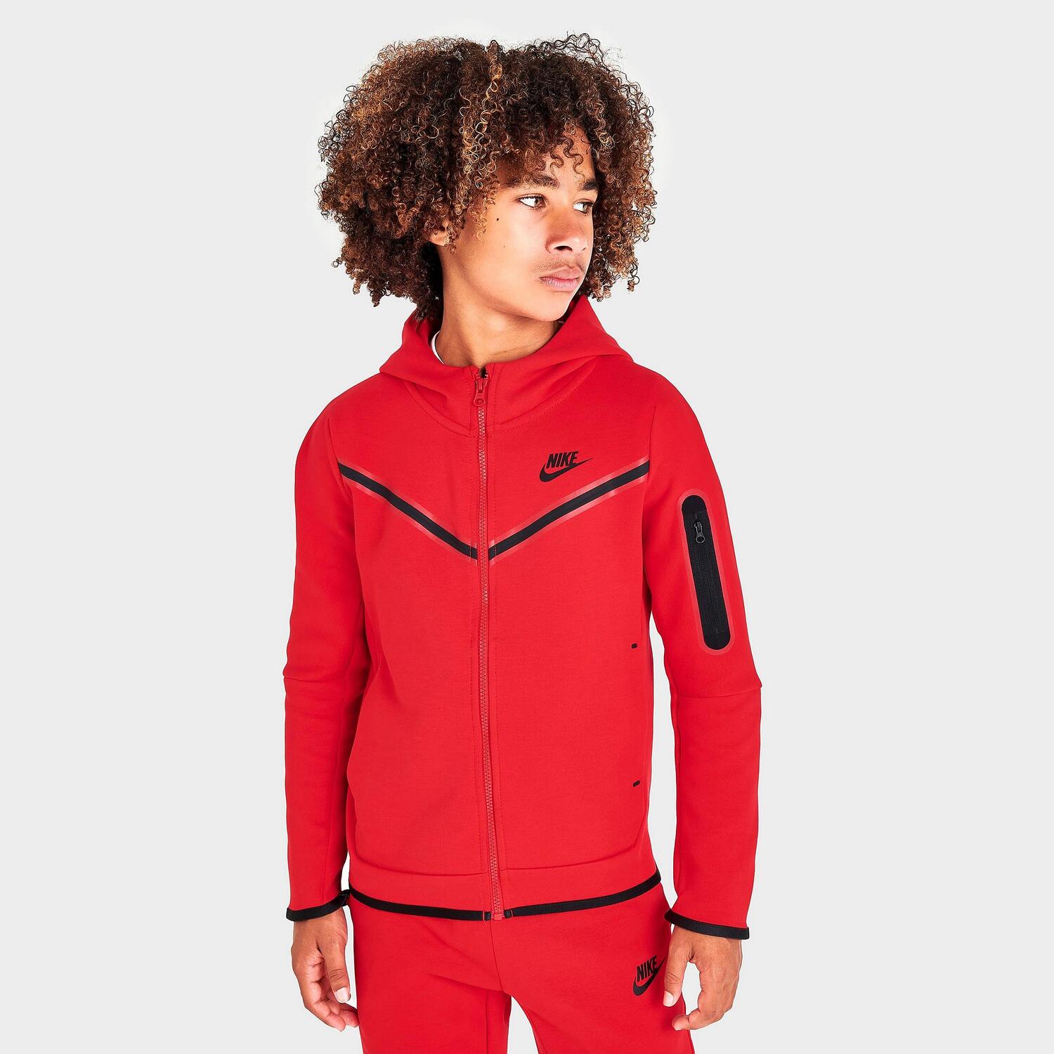 

Детская худи Nike Sportswear Tech Fleece с молнией во всю длину, красный