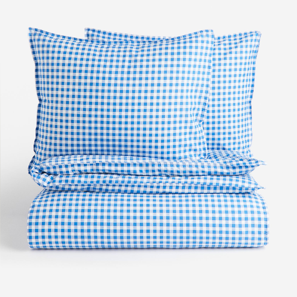 комплект двуспального постельного белья h Комплект двуспального постельного белья H&M Home Patterned, синий