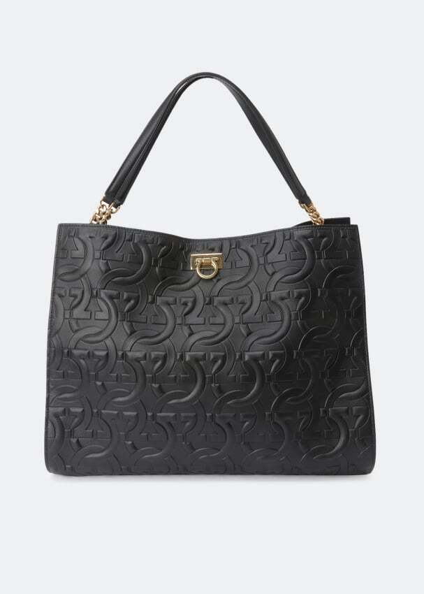 

Сумка-тоут FERRAGAMO Trifolio medium tote bag, черный