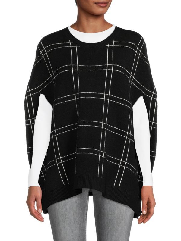 

Пончо-кокон windowpane Donna Karan Black ivory