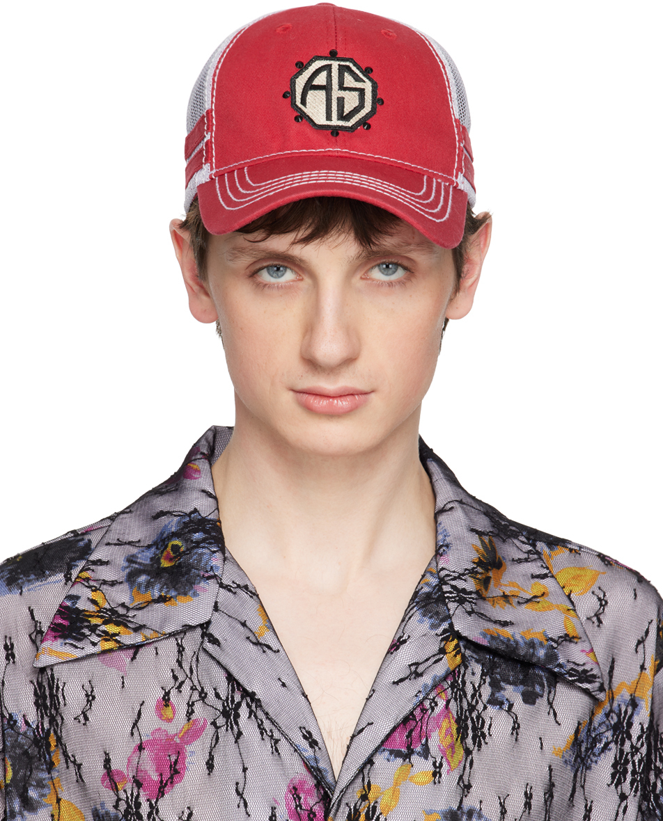 

Эксклюзивная красно-белая бейсболка SSENSE Trucker Anna Sui