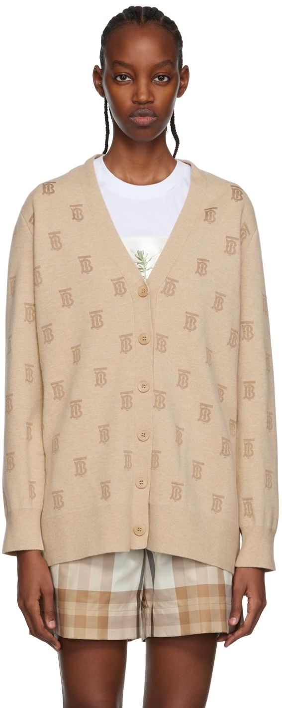 

Бежевый кардиган из шерсти и шелковицы малбери Burberry