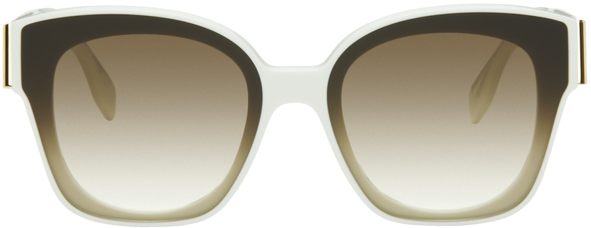 Белые солнцезащитные очки First Fendi