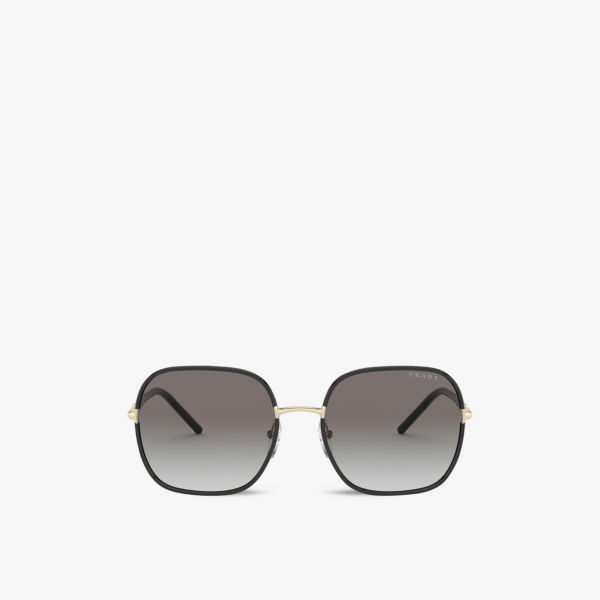Солнцезащитные очки PR 67XS 58 в металлической прямоугольной оправе Prada, черный