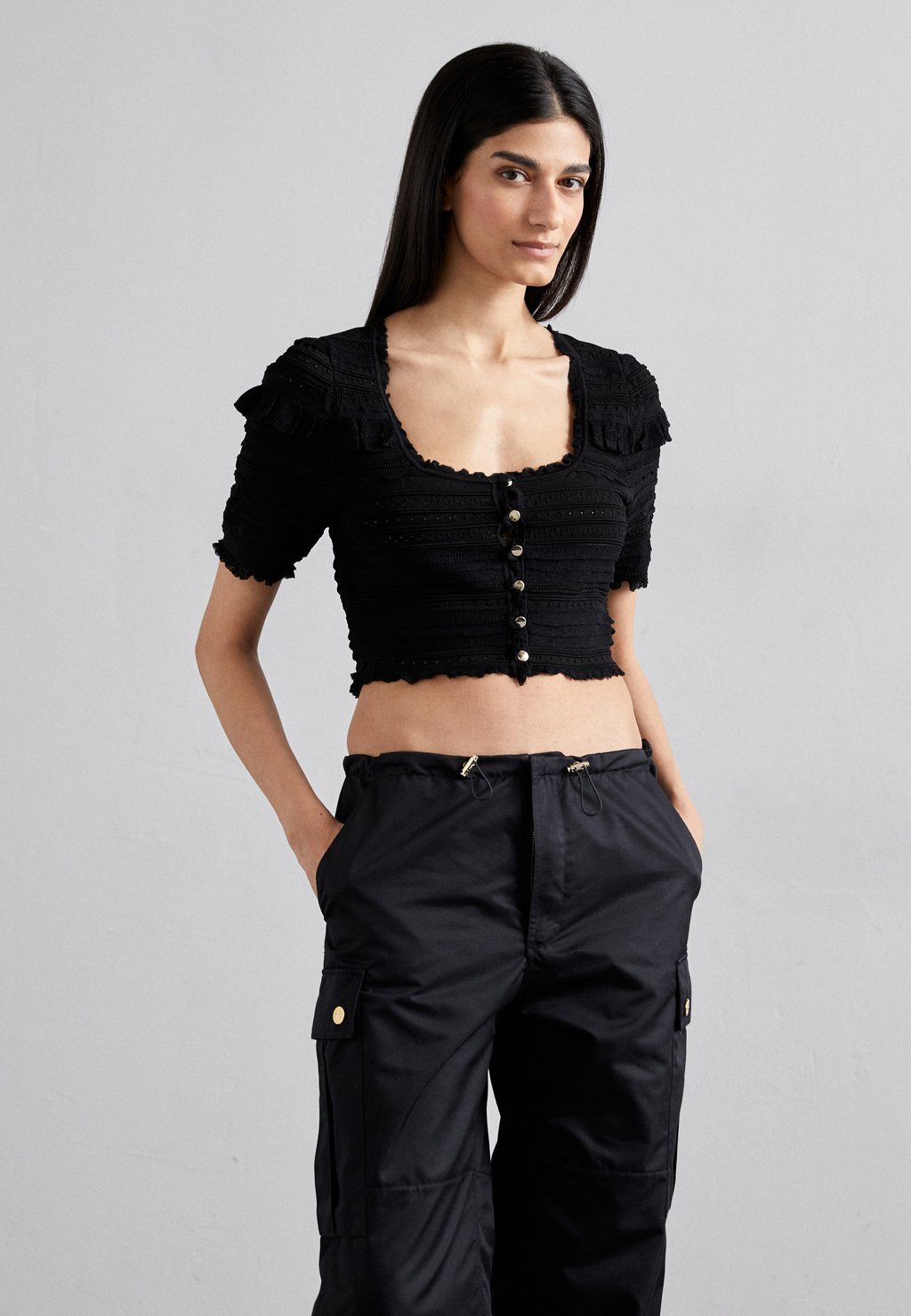 

Кардиган CROP FANCY sandro, цвет noir