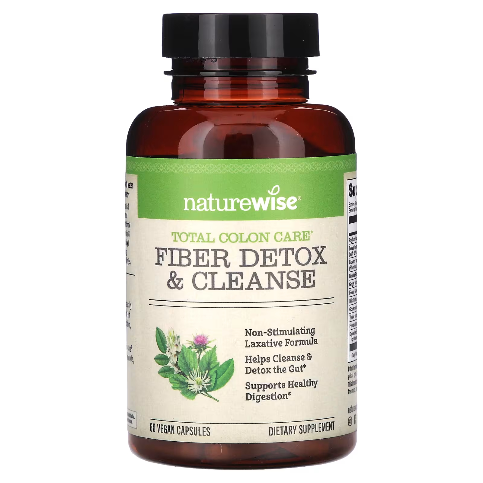 Пищевая добавка NatureWise Total Colon Care Fibre Detox & Cleanse, 60 веганских капсул