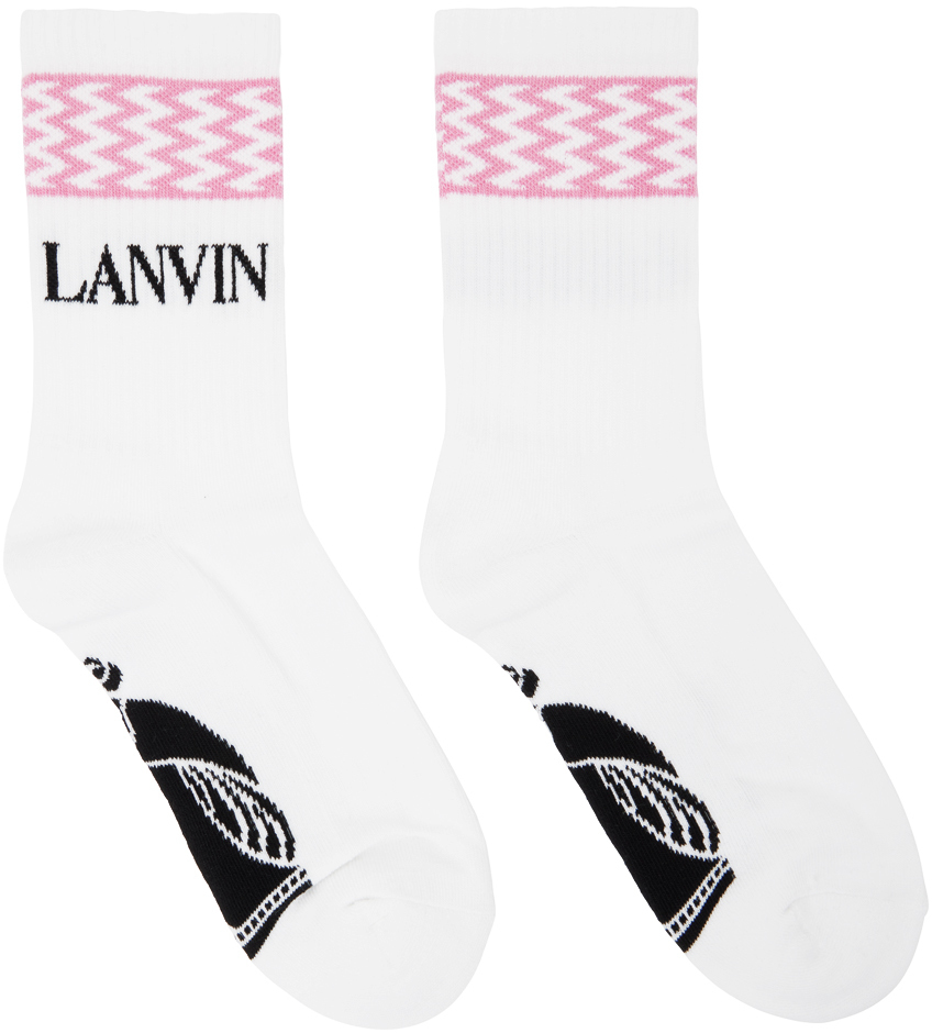 

Бело-розовые жаккардовые носки Lanvin