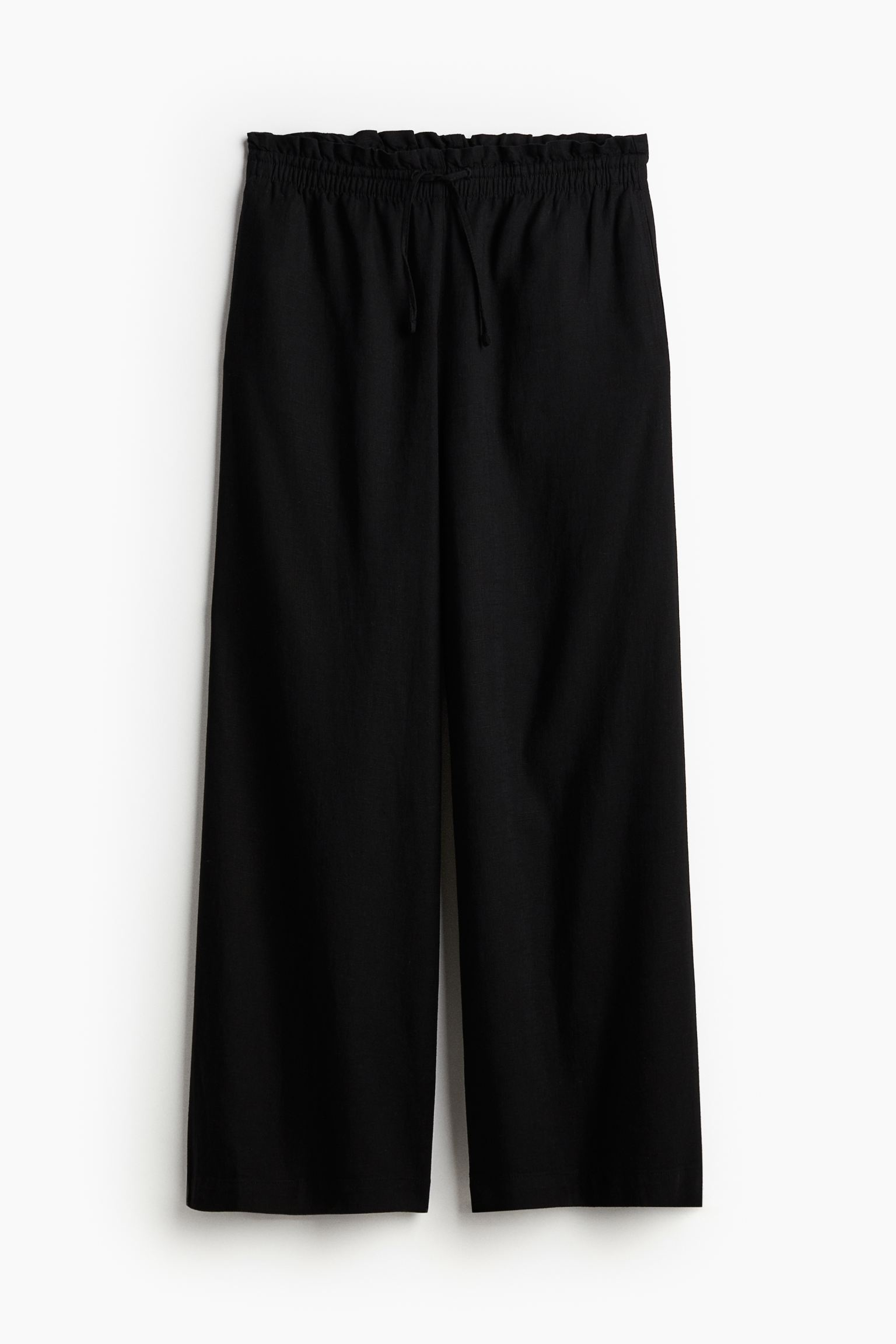 Брюки H&M Linen-blend Pull-on, черный