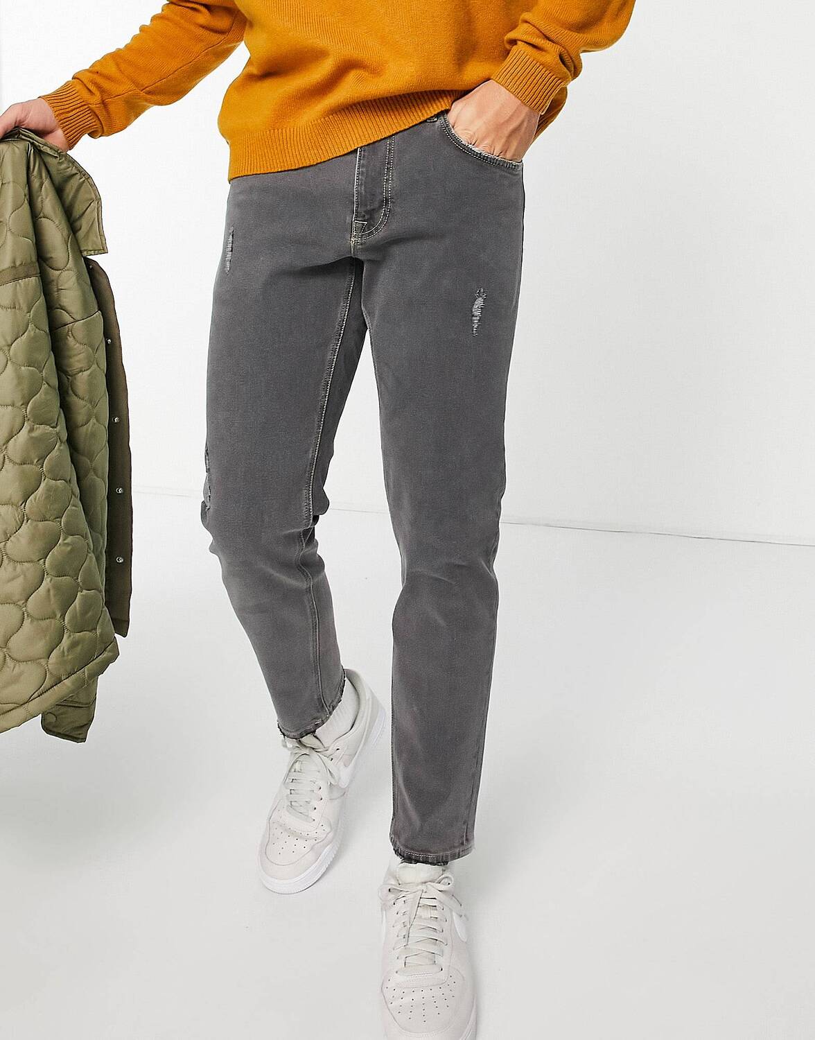 

Серые зауженные джинсы ASOS DESIGN