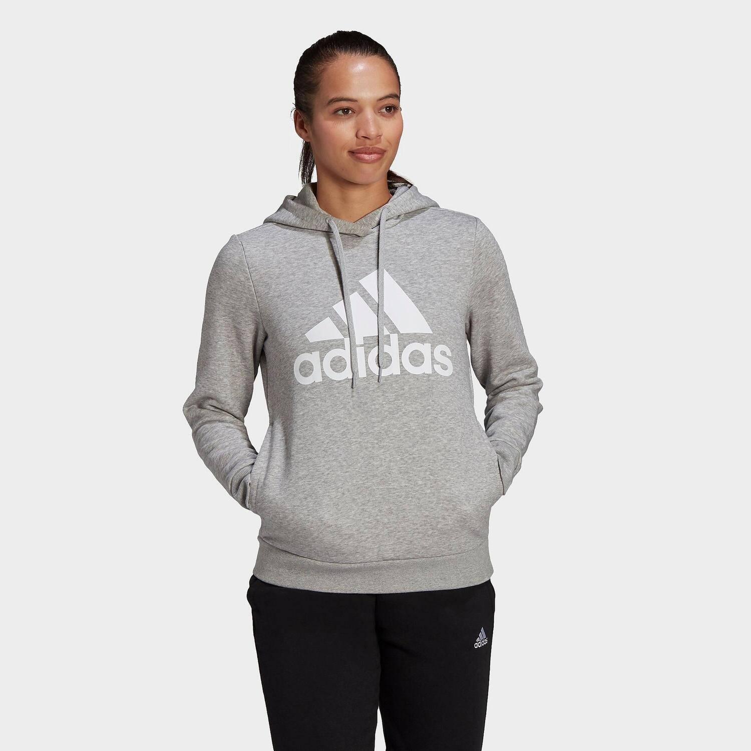 

Женская флисовая худи с логотипом Adidas LOUNGEWEAR Essentials, серый