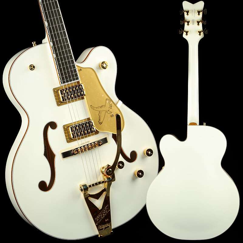 

Gretsch G6136TG Players Edition Falcon Hollow Body со струнным сквозным Bigsby и золотой фурнитурой, гриф из черного дерева, белый G6136TG
