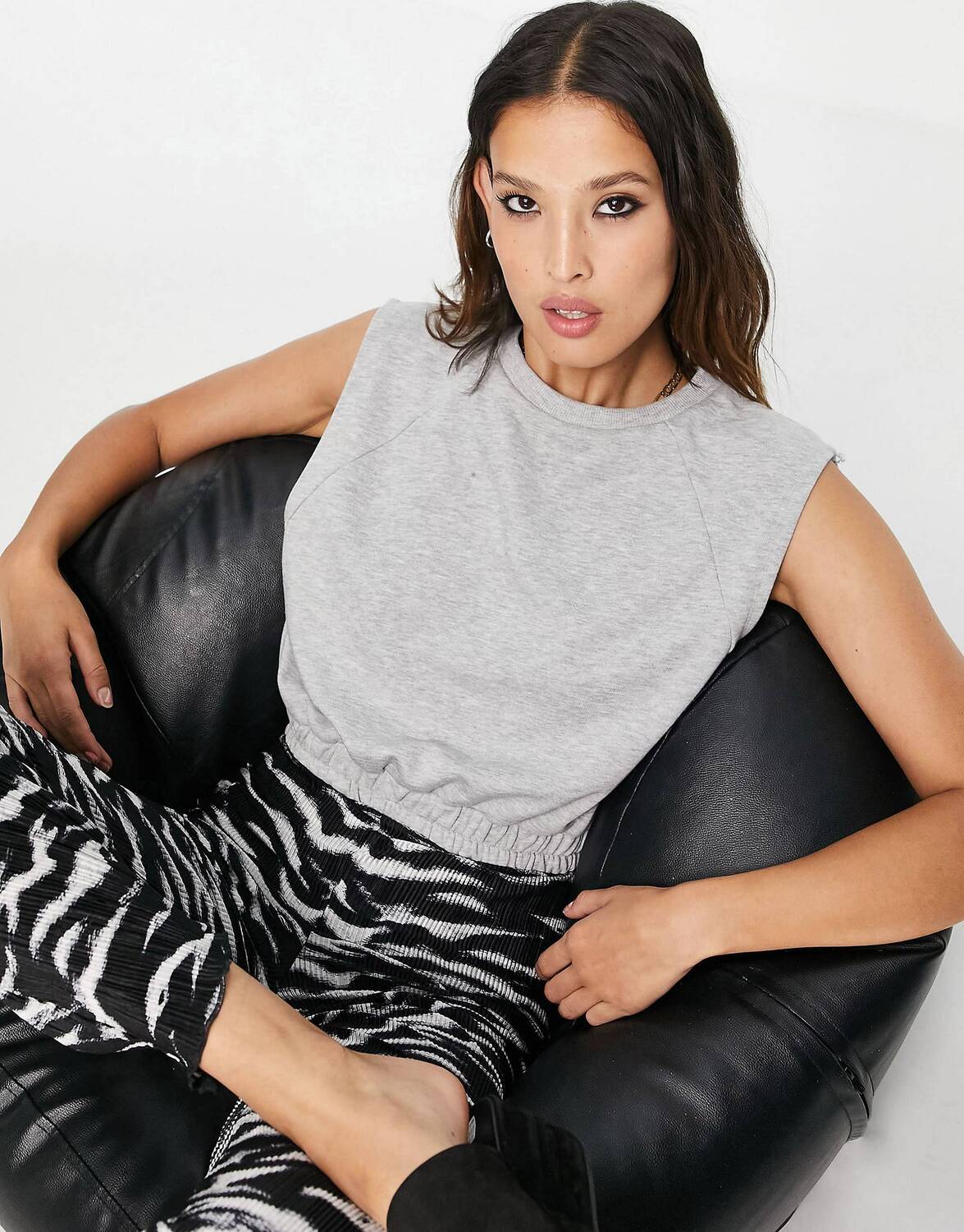

Серая меланжевая майка без рукавов реглан Topshop