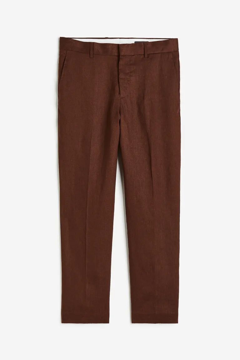 

Брюки H&M Regular Fit Linen Suit, коричневый