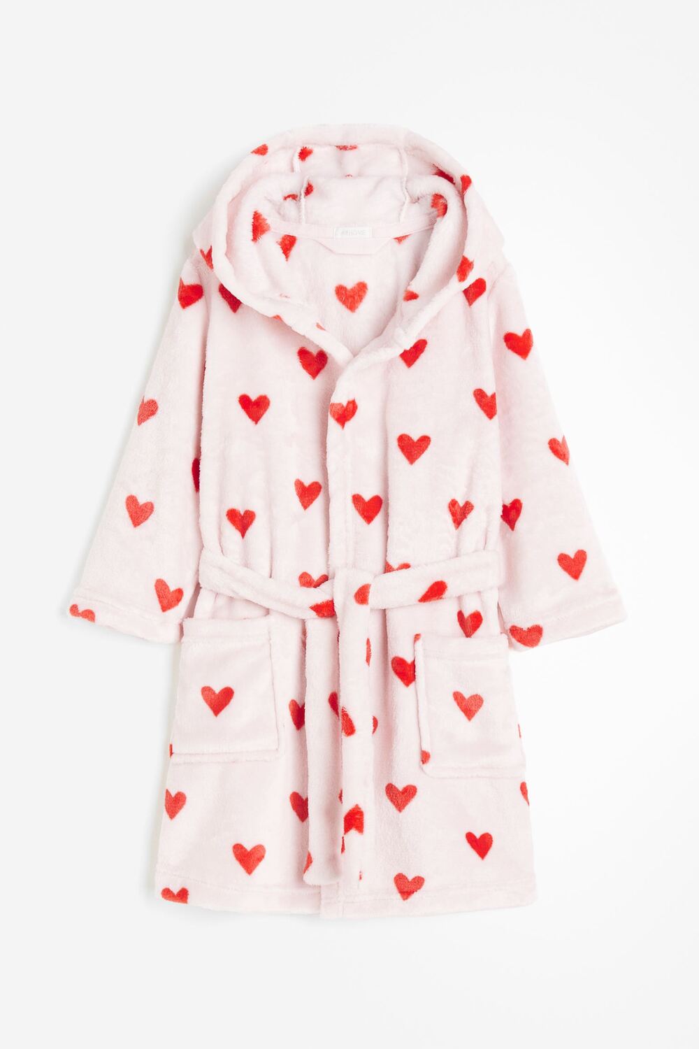 

Халат H&M Home Fleece Hearts, светло-розовый/красный