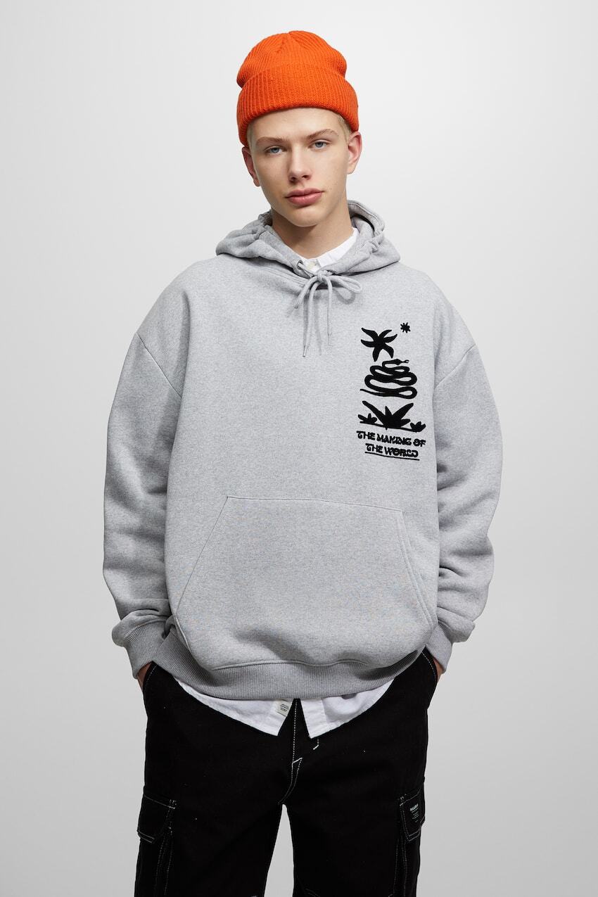 

Толстовка с принтом Pull&Bear, серый