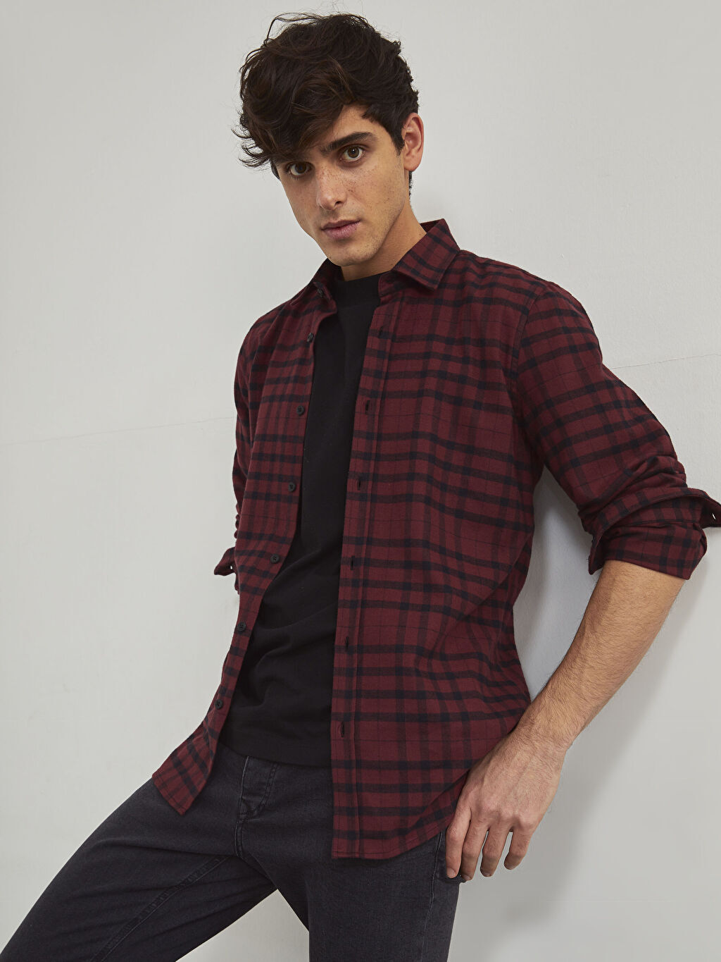 

Slim Fit с длинным рукавом в клетку мужская рубашка дровосека Xside
