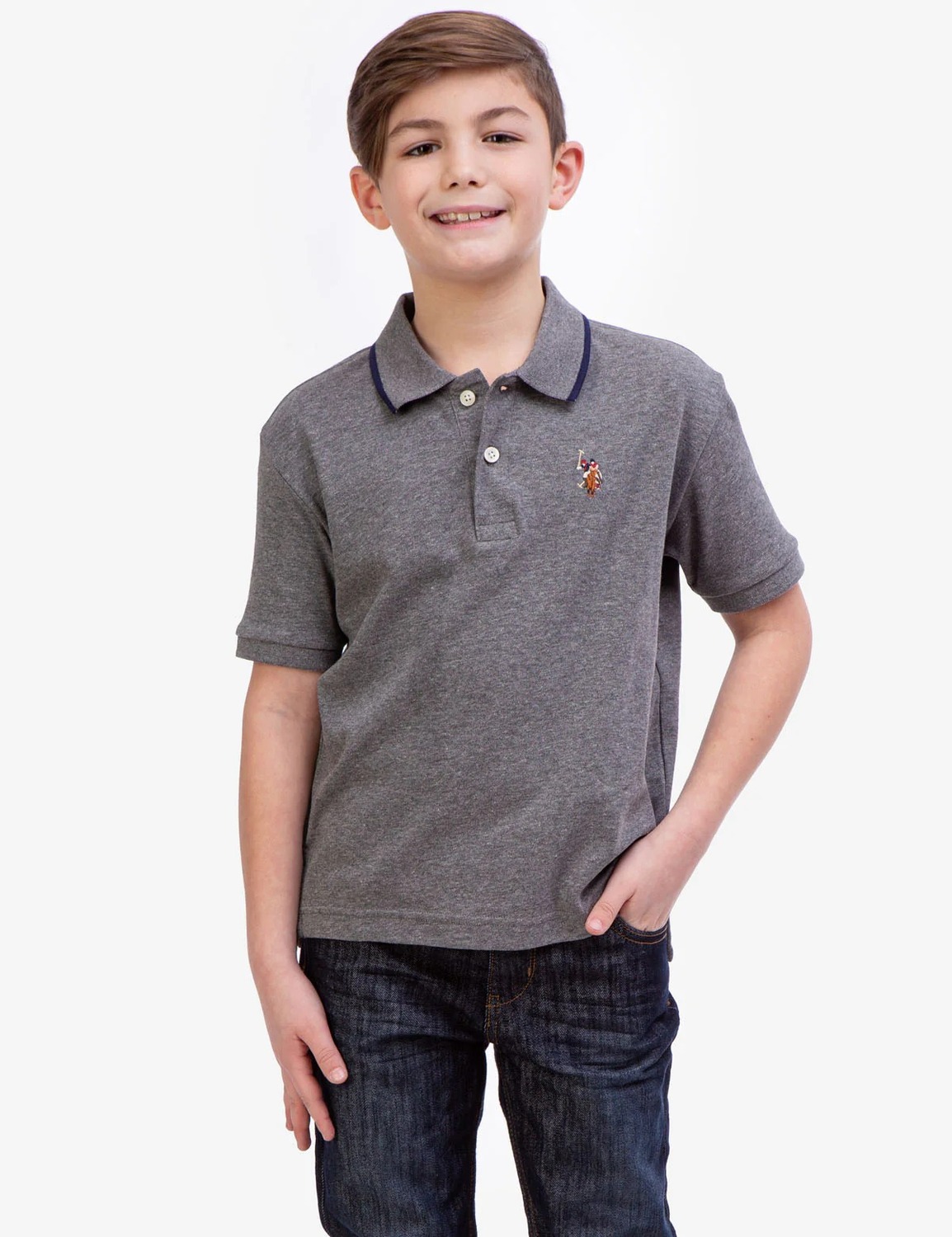 

Футболка поло U.S. Polo Assn. Boys Solid Interlock, серый