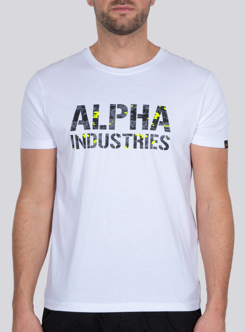 Футболка Alpha Industries Camo Print, бело-черная
