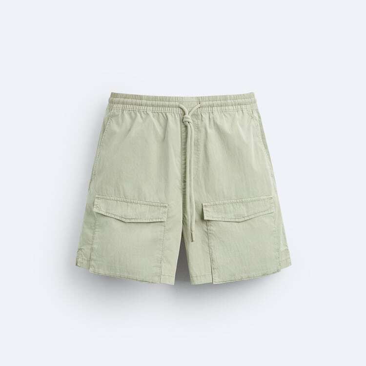 

Шорты Zara Technical Cargo Bermuda, хаки