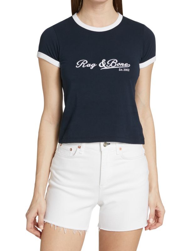 

Детская Футболка в Ретро Стиле Rag & Bone с логотипом, синий