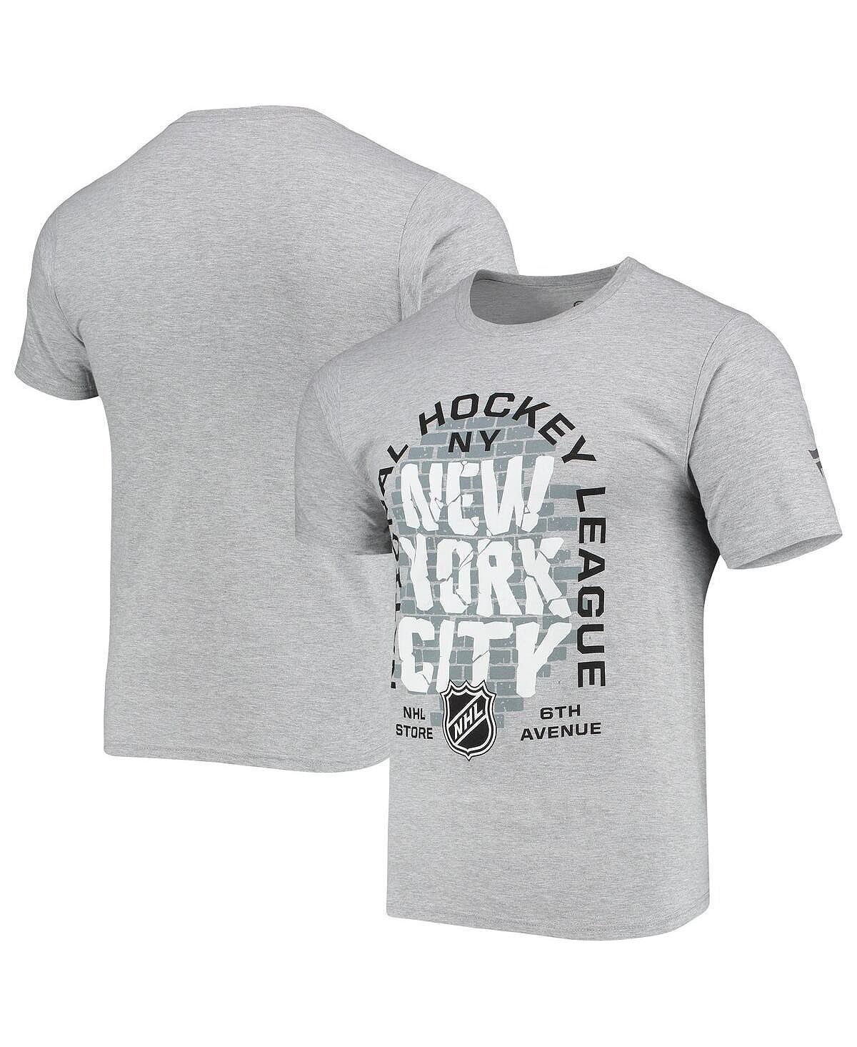 

Мужская футболка nhl brick arch с фирменным меланжевым принтом серого цвета Fanatics, мульти