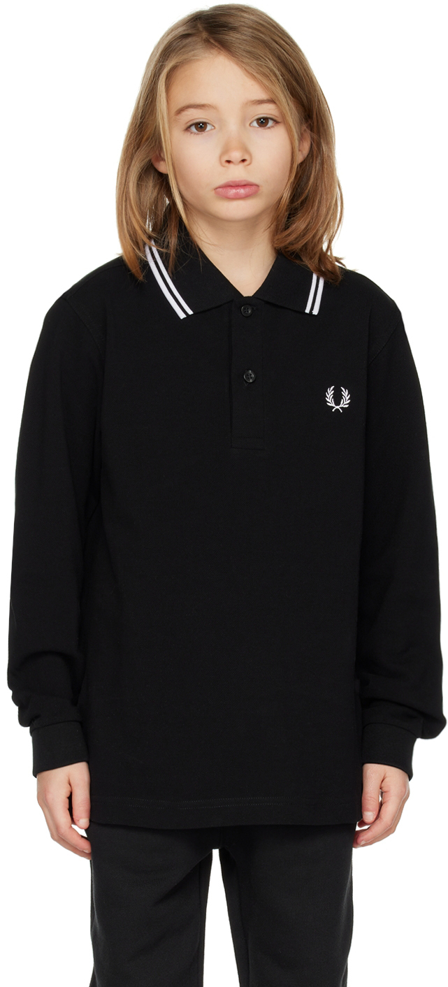

Детская черная футболка-поло с двумя окантовками Fred Perry