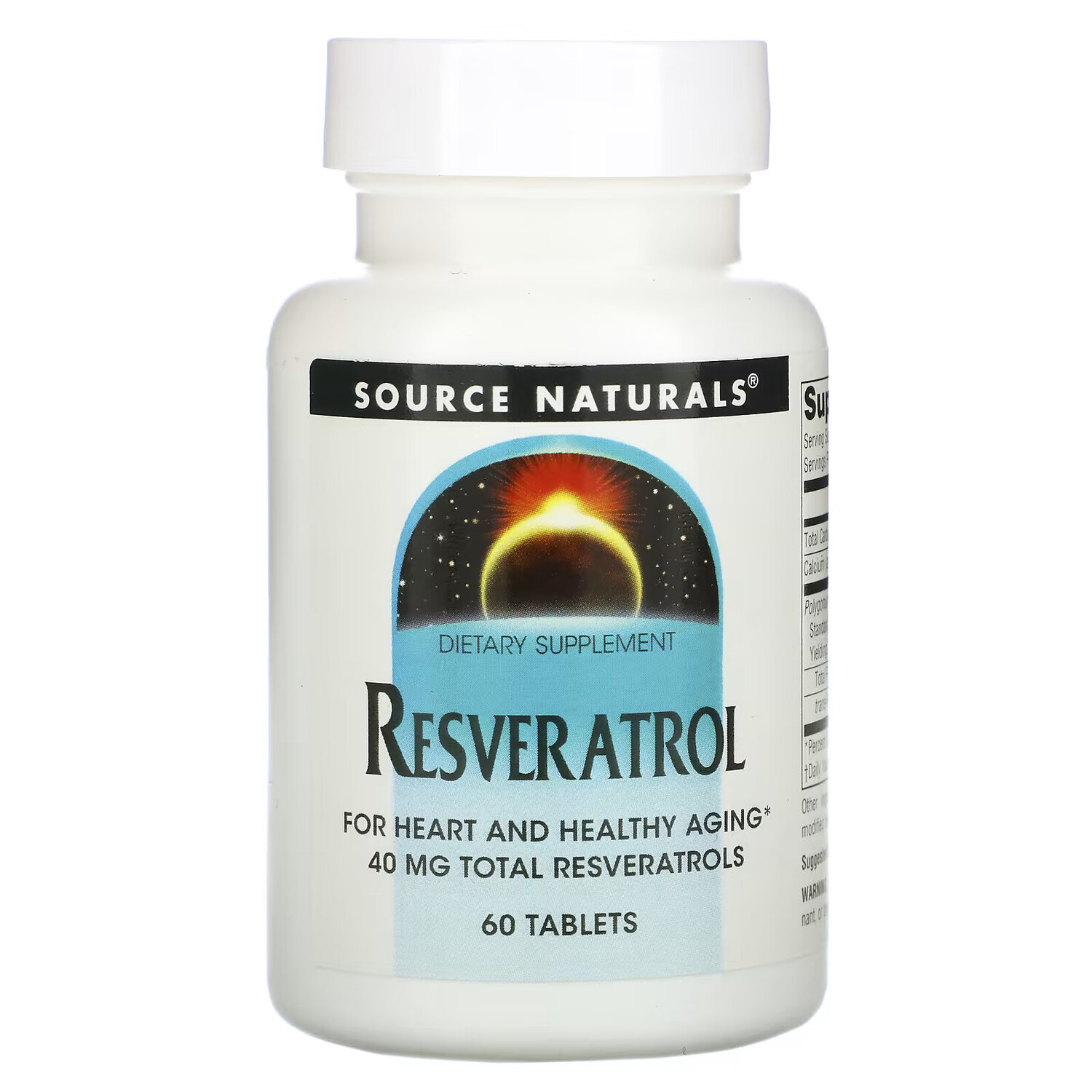 

Source Naturals, Ресвератрол, 40 мг, 60 таблеток