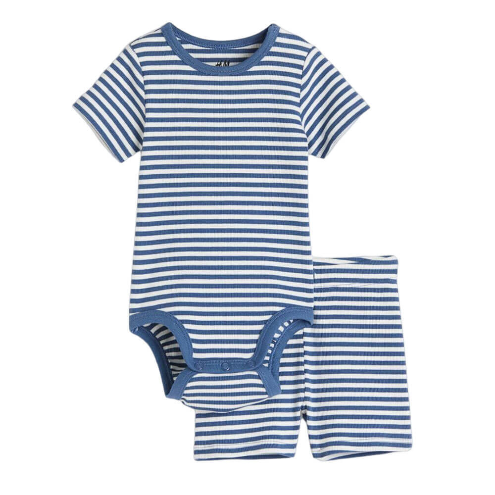 

Комплект в рубчик H&M Cotton, 2 предмета, синий/белый
