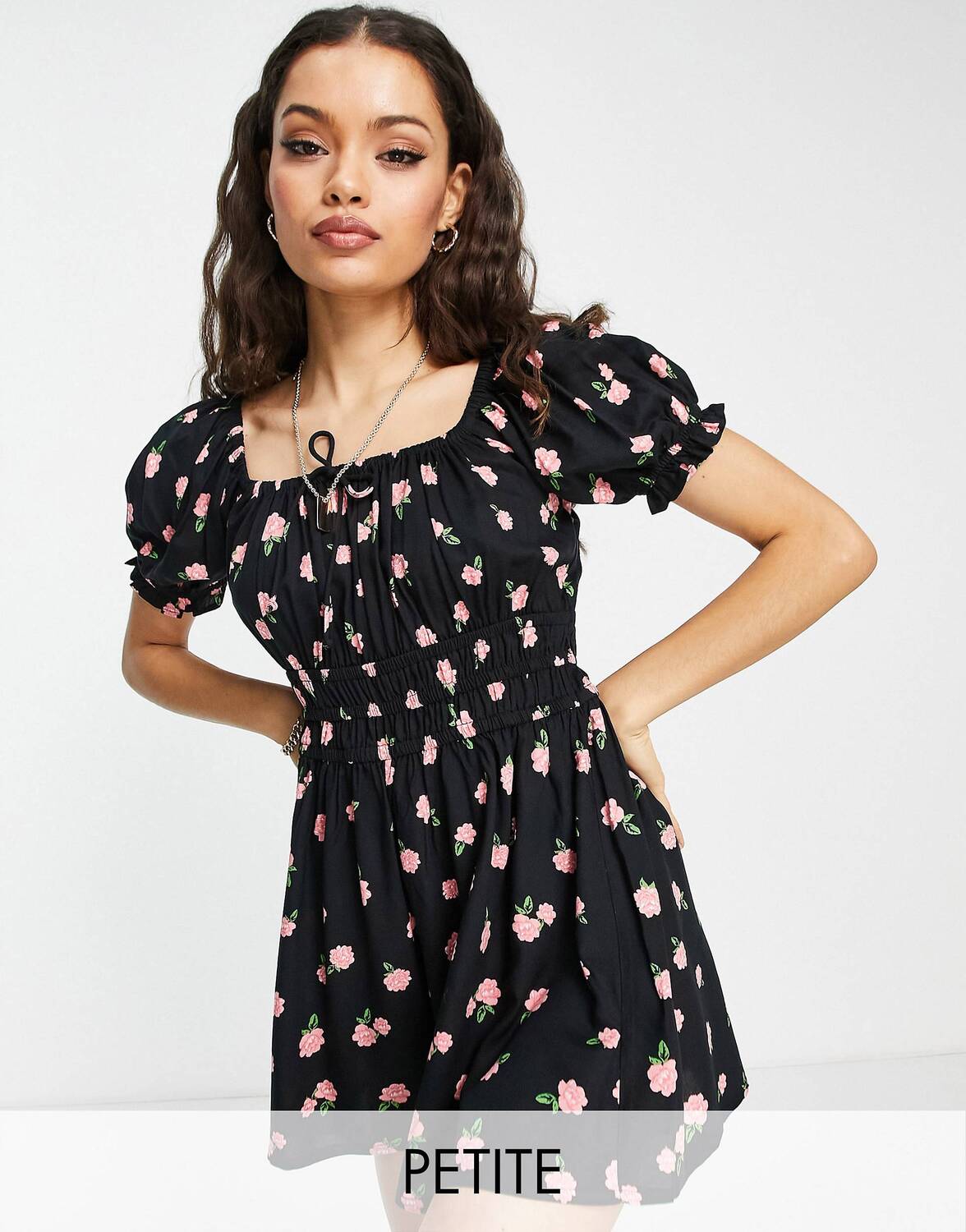 

Розовый комбинезон с присборенной талией Miss Selfridge Petite