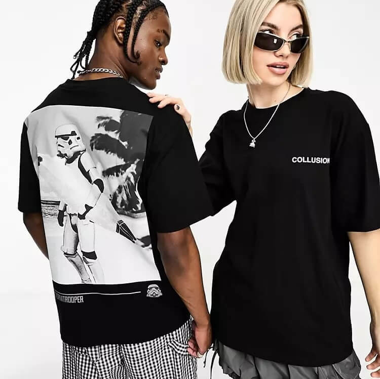 

Футболка Collusion Unisex License With Storm Trooper Back Print In Black, черный