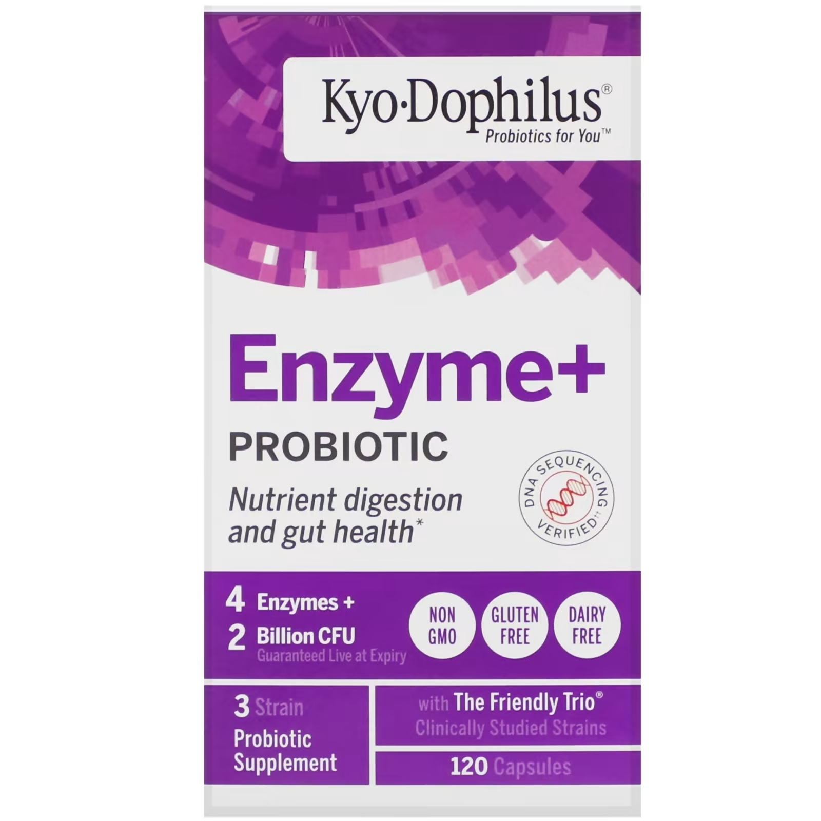 Пробиотик Kyolic Kyo-Dophilus Enzyme, 120 капсул kyolic kyo dophilus multi 9 пробиотик 6 млрд кое 90 капсул