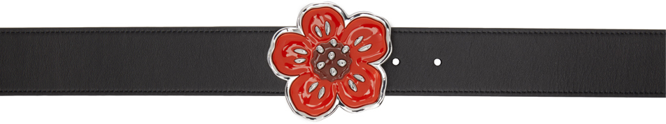 Черный двусторонний ремень Kenzo Paris Boke с цветочным принтом vietnam ‘65